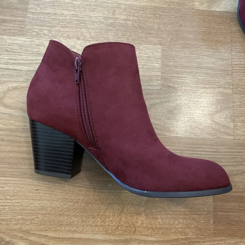 Style & Co Masrinaa Block-Heel Ankle Bootie Scarlet Micro Size 8.5M NIB - Picture 8 of 12